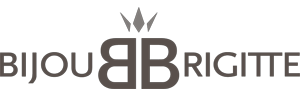 Logo marki Bijou Brigitte przedstawiające brązowy napis z ozdobnym monogramem dwóch liter „B” oraz małą koroną powyżej.